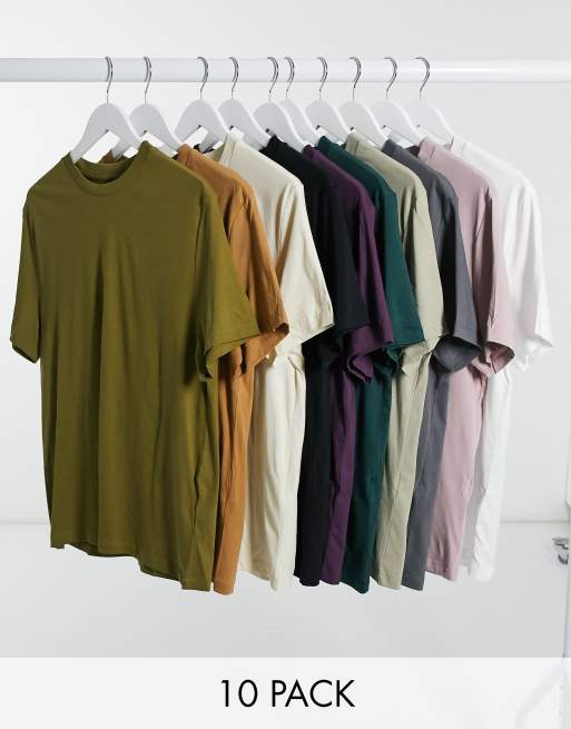 ASOS DESIGN 10 pack oragnic t-shirts with crew neck