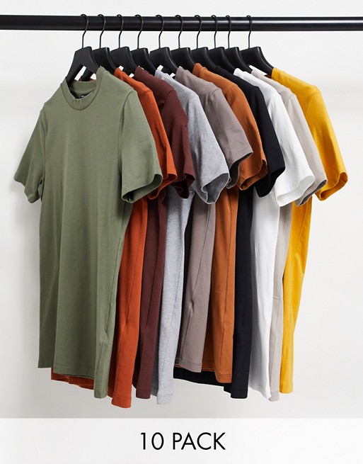 ASOS DESIGN 10 pack organic blend cotton muscle fit t-shirt