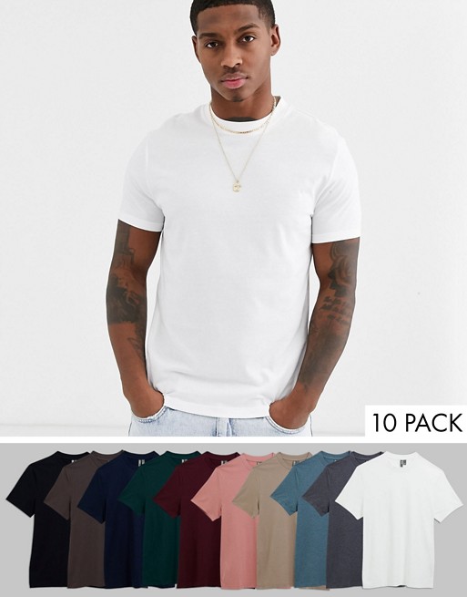 ASOS DESIGN 10 pack t-shirt with crew neck save