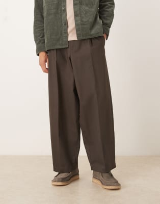 Asos Design 100% Cotton Extreme Tapered Dress Pants With Front Pleats In Gray