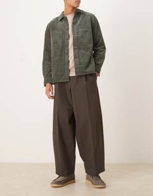 Asos Design 100% Cotton Extreme Tapered Dress Pants With Front Pleats In Gray