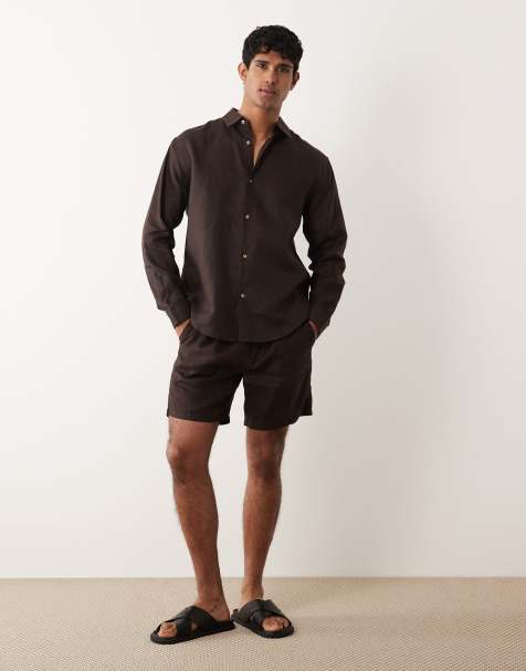 ASOS DESIGN 100% linen co-ord in brown - view 1