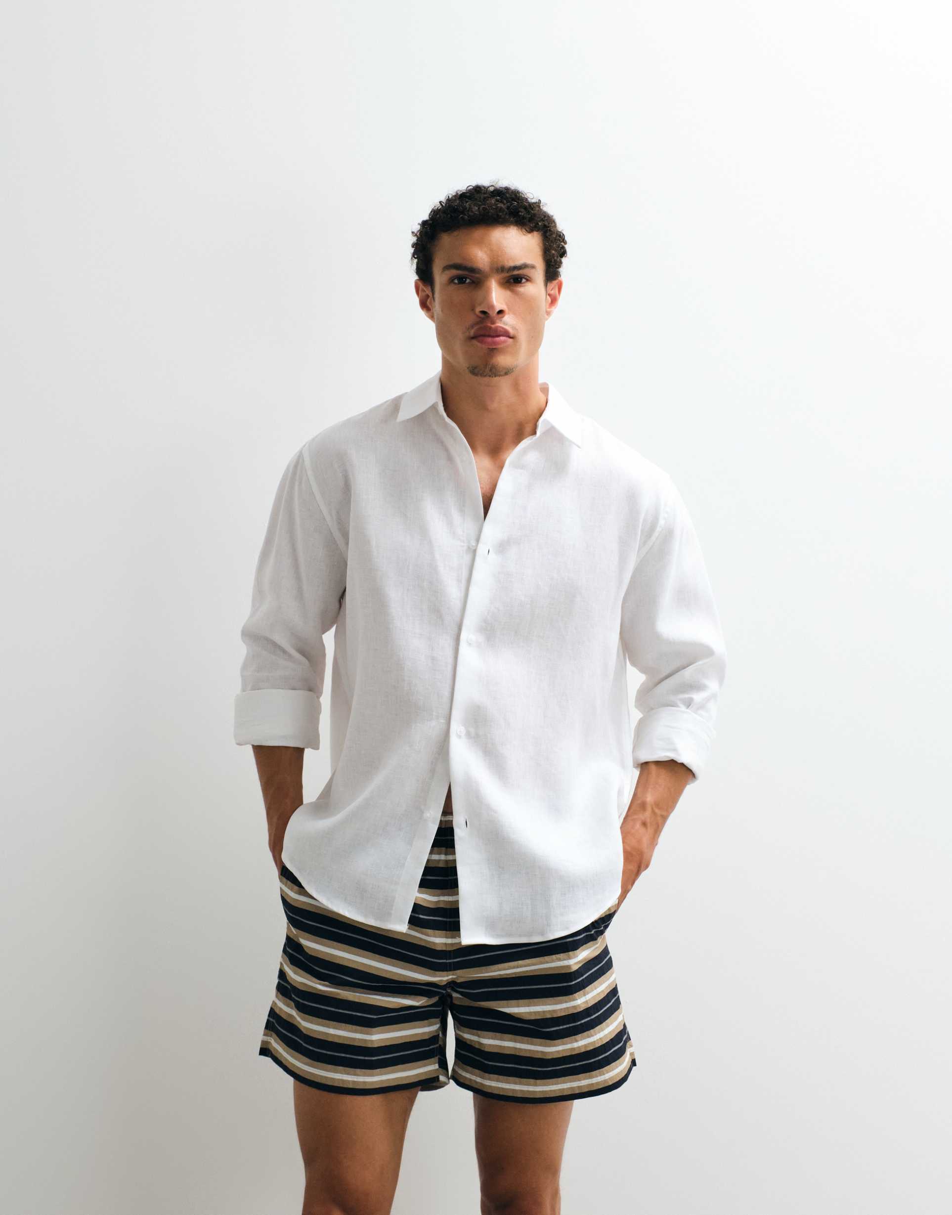 ASOS DESIGN 100% linen relaxed shirt in white - part of a set
