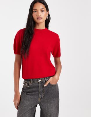 Asos Design 100% Merino Wool T-shirt In Red