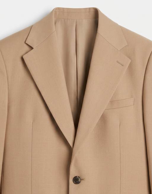 ASOS DESIGN 100% summer wool slim suit jacket in beige, 6 of 9