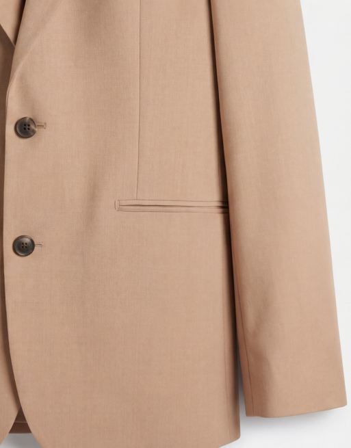 ASOS DESIGN 100% summer wool slim suit jacket in beige, 8 of 9