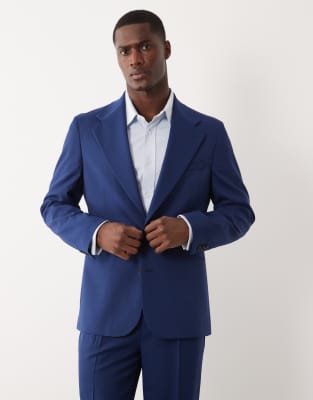 Asos Design 100% Summer Wool Slim Suit Jacket In Neutral