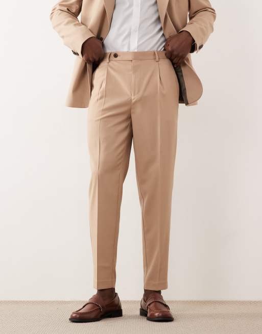 ASOS DESIGN 100% summer wool tapered suit pants in beige, 2 of 5