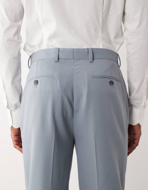 ASOS DESIGN 100% summer wool tapered suit pants in blue, 5 of 5