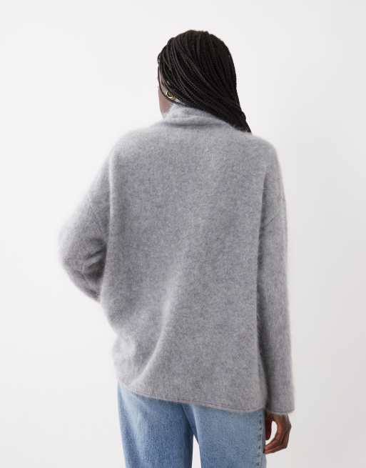ASOS DESIGN 100% ull tröja med ståkrage i mellangrå, 4 av 4