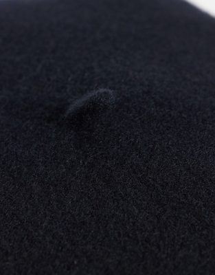 Asos Design 100% Wool Beret In Black
