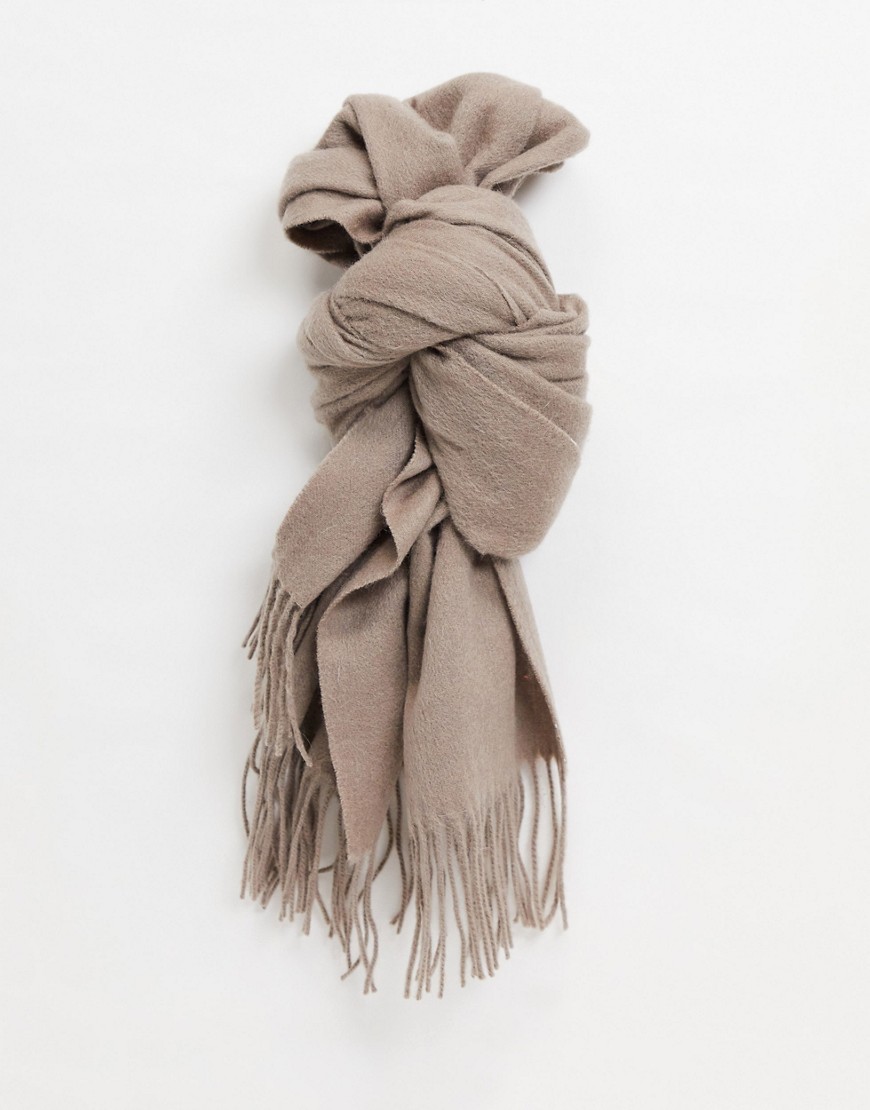 ASOS DESIGN 100% wool blanket scarf in camel-Brown
