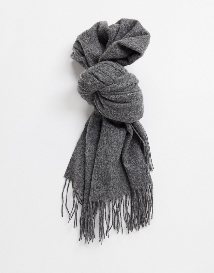 ASOS DESIGN 100% wool scarf in gray-Grey
