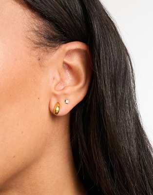 ASOS DESIGN 10mm waterproof stainless steel stud earrings with tear drop design in gold tone