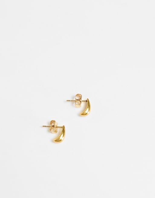 ASOS DESIGN 10mm waterproof stainless steel stud earrings with tear drop design in gold tone, 2 of 4