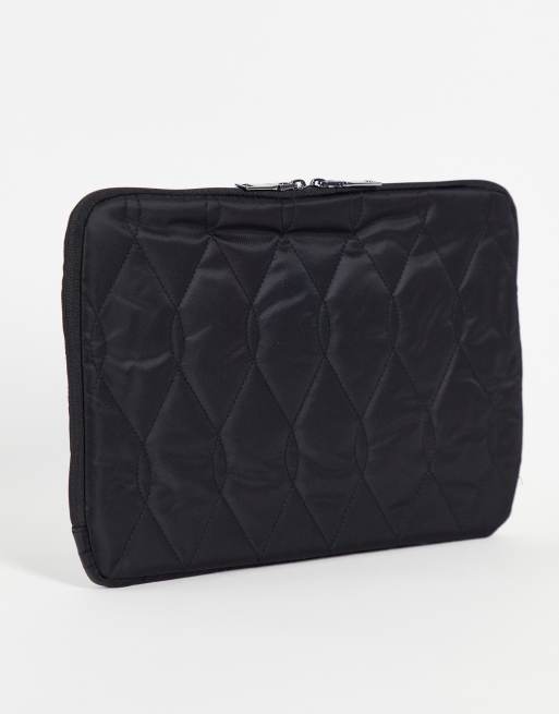 Black quilted 2025 laptop bag