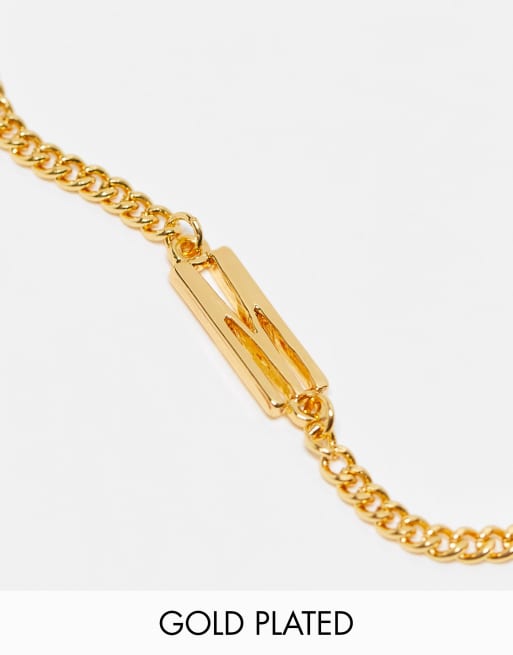 ASOS DESIGN - 14 karat forgyldt armbånd med M-bogstav