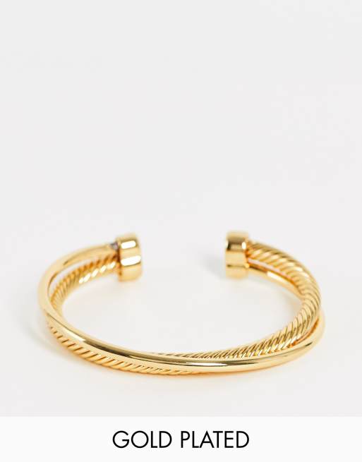ASOS DESIGN – 14 Karat vergoldeter Armreif in überkreuztem und gedrehtem Design