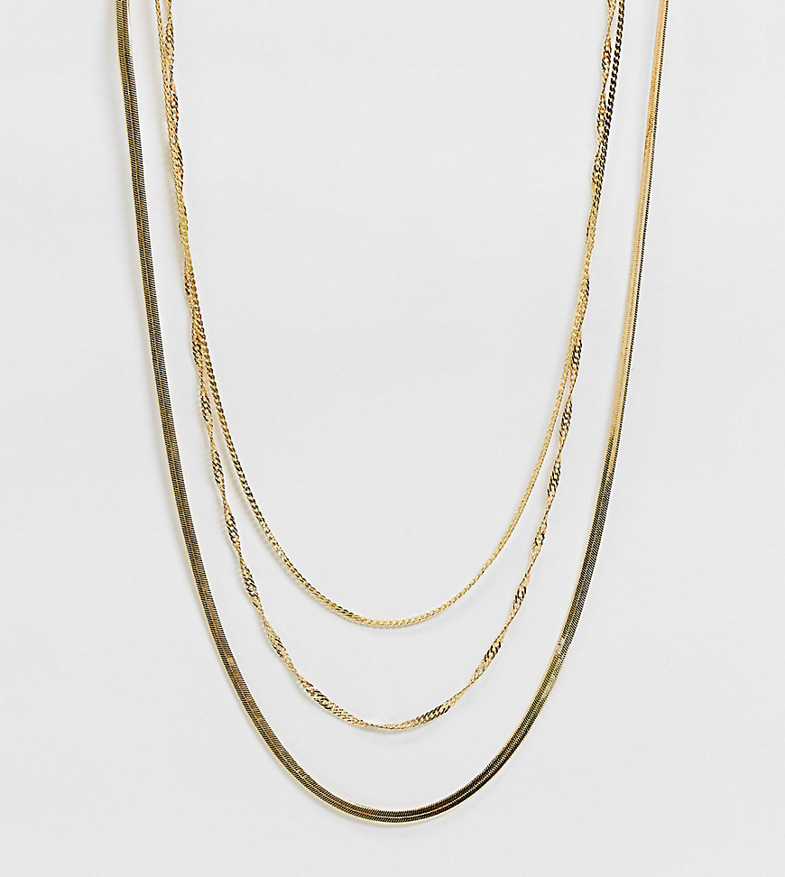 ASOS DESIGN – 14-karätig vergoldete, mehrreihige Halskette