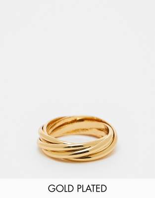 ASOS DESIGN - 14-karätig vergoldeter Ring mit verdrehtem Röhren-Design-Goldfarben