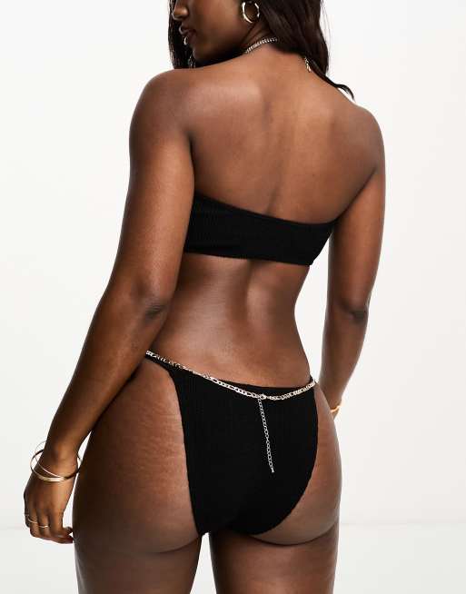ASOS DESIGN 14k body harness with cubic zirconia crystals in gold tone, 3 of 4