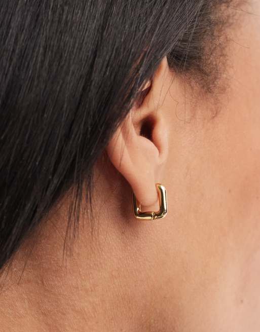 ASOS DESIGN - 14k forgyldte tætsiddende hoop-øreringe i firkantet design