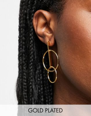 ASOS DESIGN 14k gold plate earrings in ring drop design