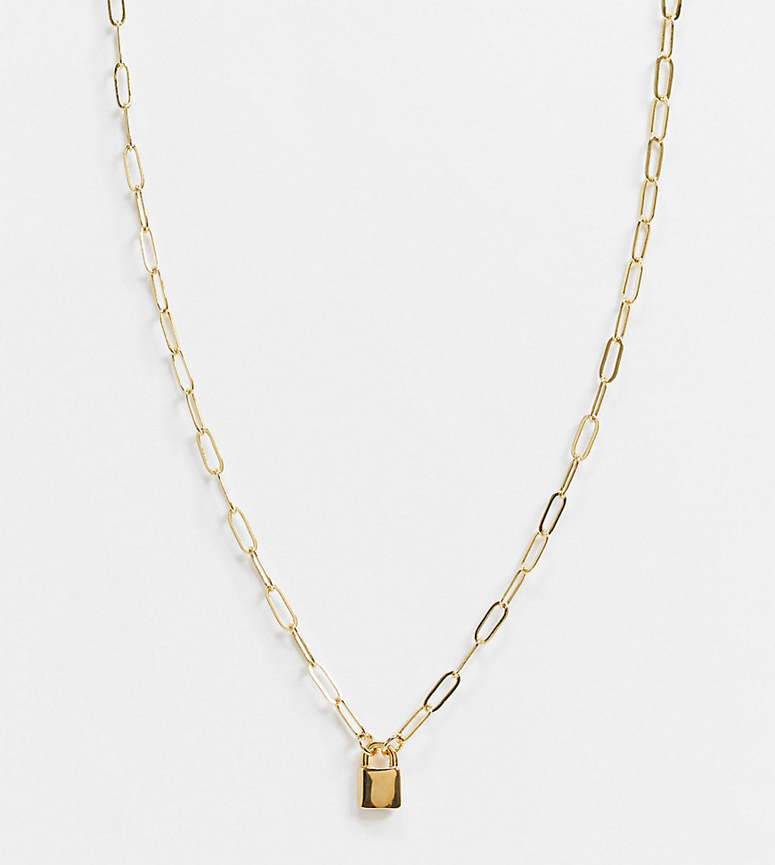 ASOS DESIGN 14k gold plate necklace with mini padlock