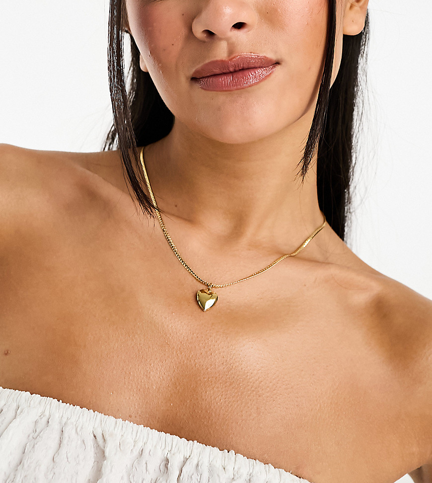 ASOS DESIGN 14k gold plate necklace with puff heart locket