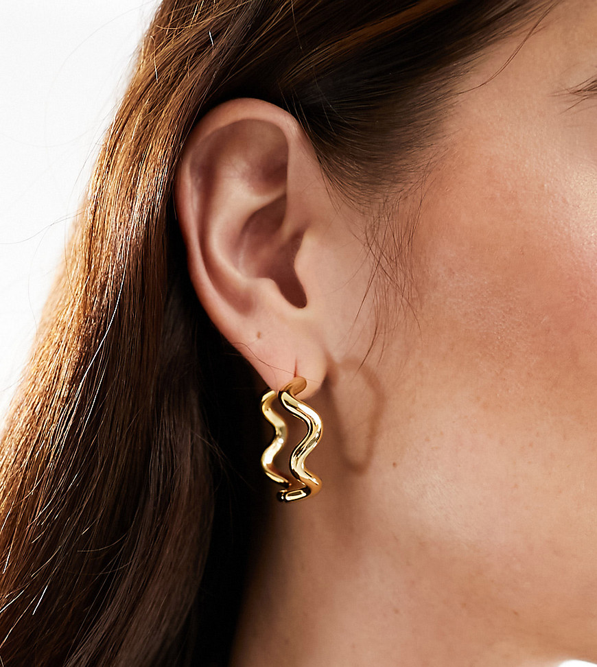ASOS DESIGN 14k gold plated 25mm hinge hoop earrings with wiggle design