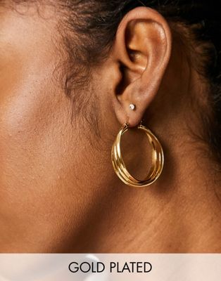 ASOS DESIGN 14k gold plated 30mm hoop earrings in single twist design - ASOS Price Checker