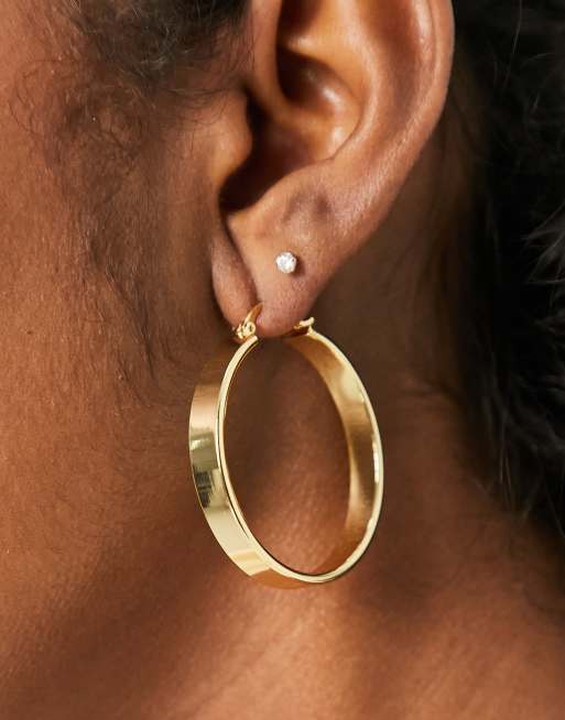 Large flat deals gold hoop earrings