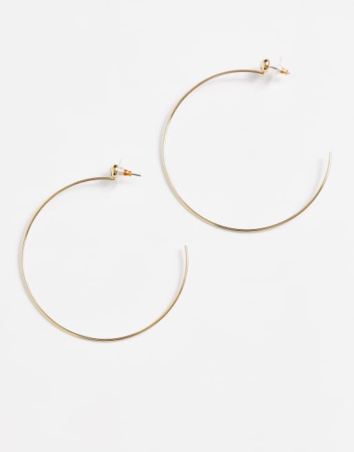 ASOS DESIGN 14k gold plated 75mm hoop earrings with crystal stud in gold tone, 4 of 4