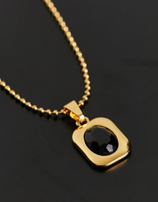 Black stone on sale necklace gold