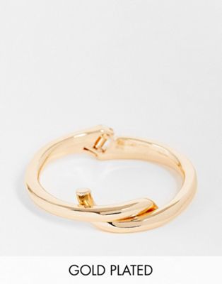 ASOS DESIGN 14k gold plated bangle bracelet with twist design