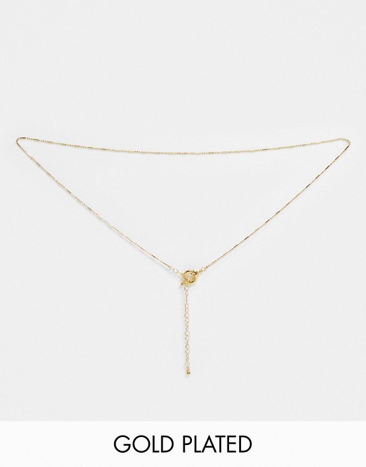 ASOS DESIGN 14k gold plated belly chain with ring clasp