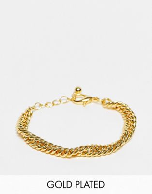 ASOS DESIGN 14K gold plated bracelet in twist design