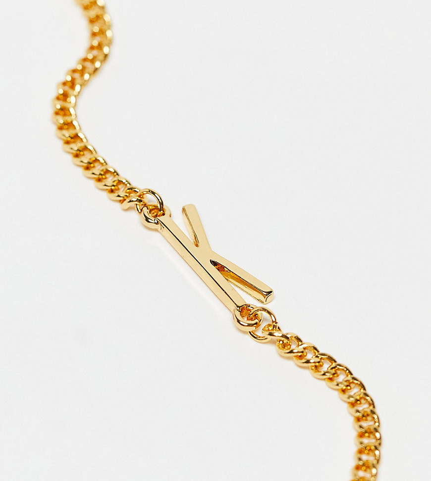Asos Design 14K Gold Plated Bracelet With K Initial