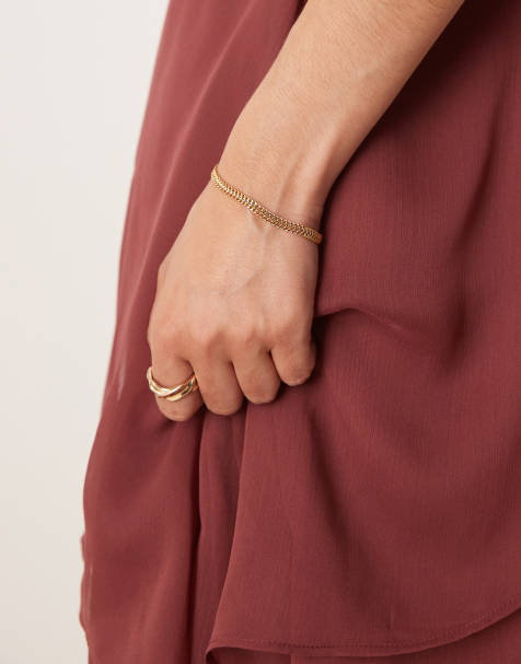 ASOS DESIGN 14k gold plated chain bracelet in gold tone - view 1