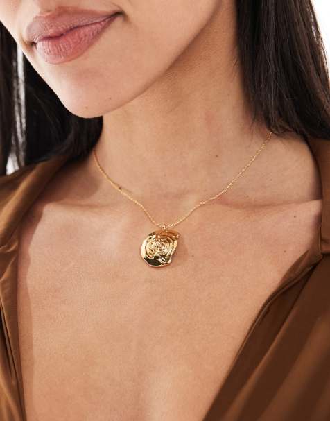 ASOS DESIGN 14k gold plated chain necklace with swirl detail - view 1