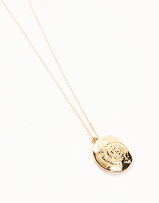 Asos Design 14k Gold Plated Chain Necklace With Swirl Detail In Gold