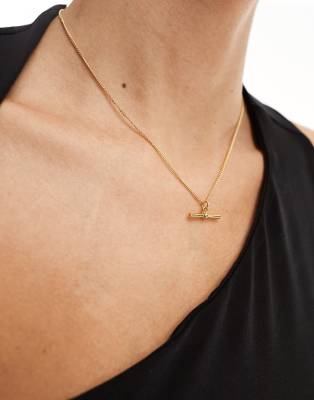 Asos Design 14k Gold Plated Chain Necklace With T-bar Detail