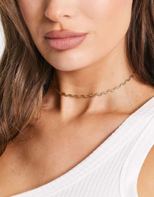 ASOS DESIGN choker necklace with faceted black bead design