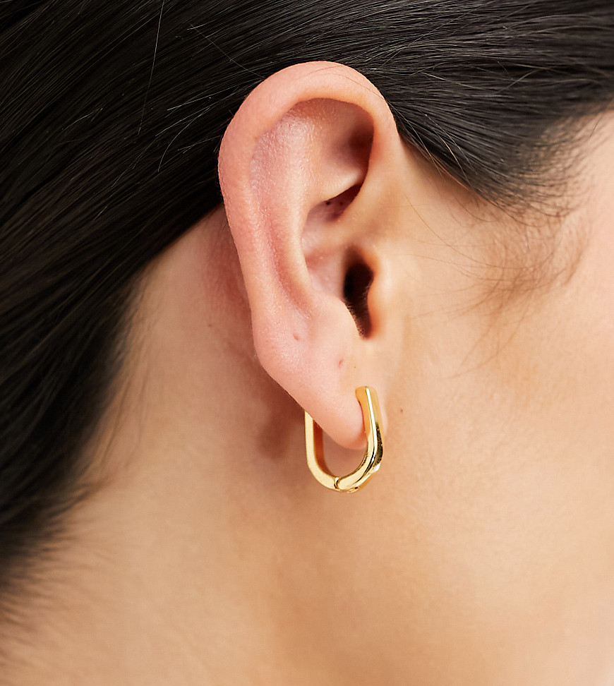 ASOS DESIGN 14k gold plated clicker hoop earrings with curve design