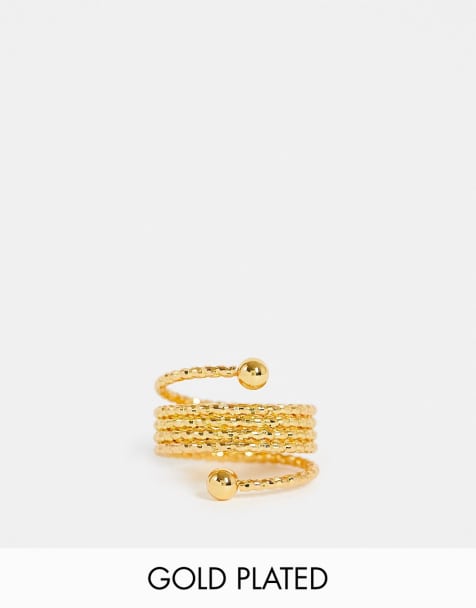 ASOS DESIGN 14k gold plated coil ring - view 1
