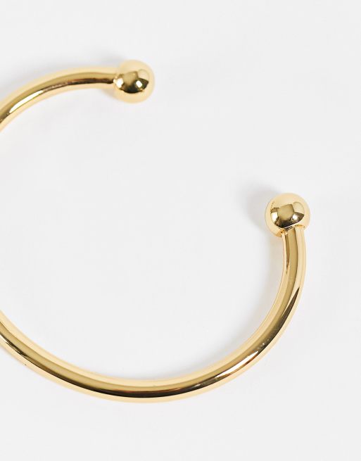 Mens gold cuff bracelet store with ball ends