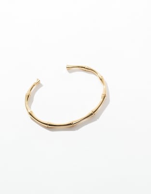 14k gold plated cuff bracelet with bamboo detail