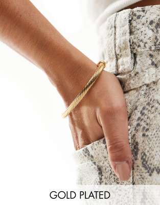 ASOS DESIGN ASOS DESIGN 14k gold plated cuff bracelet with twist and ball detail