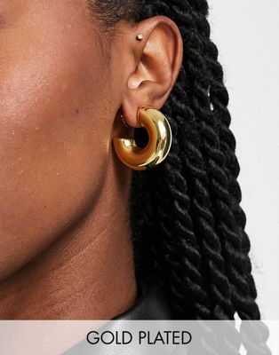 ASOS DESIGN 14k gold plated hoop earring  in 30mm chubby hoop