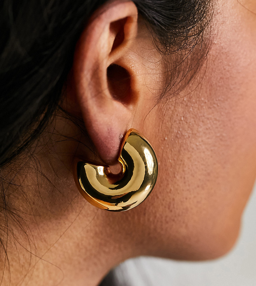 ASOS DESIGN 14k gold plated hoop earrings in super chubby design